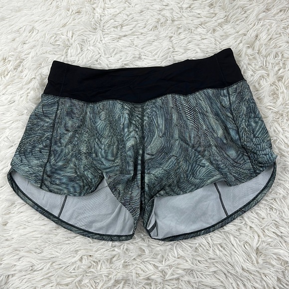 Lululemon Speed Up Mid-Rise Short 4" Dimensional Icing Blue Multi / Black - Picture 1 of 5